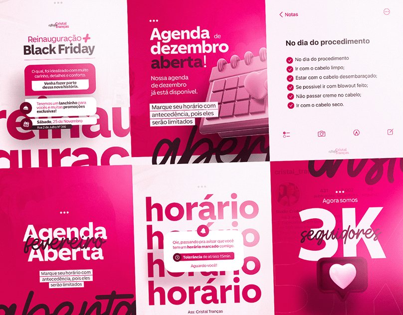 Capa do projeto de social media: Salão de Beleza · Tranças